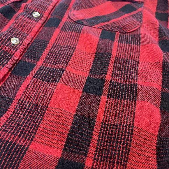 Vintage Five Brothers Flannel Shirt Men’s Medium Buffalo Plaid Red Black Cotton - Picture 3 of 7